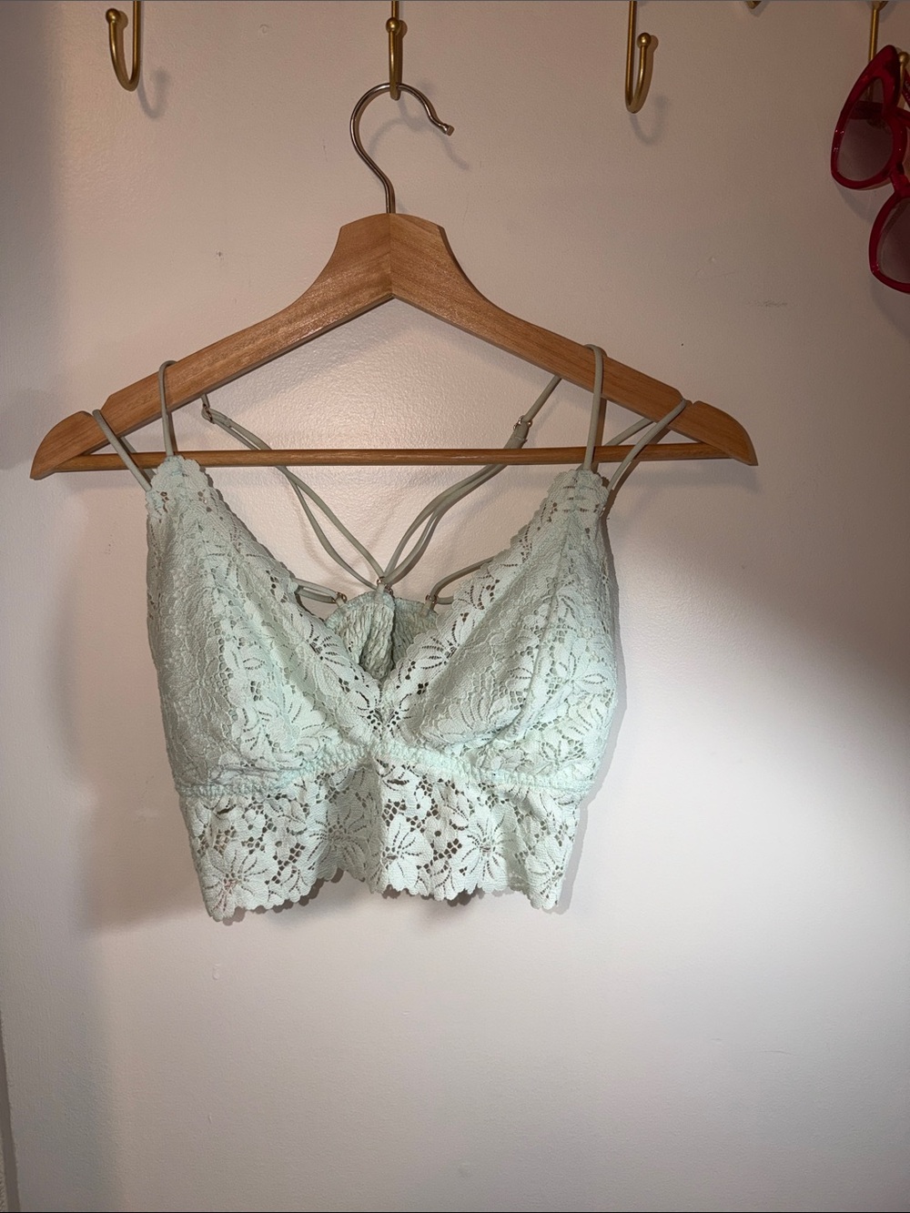 Lace Bralette Crop Top - Mint Green